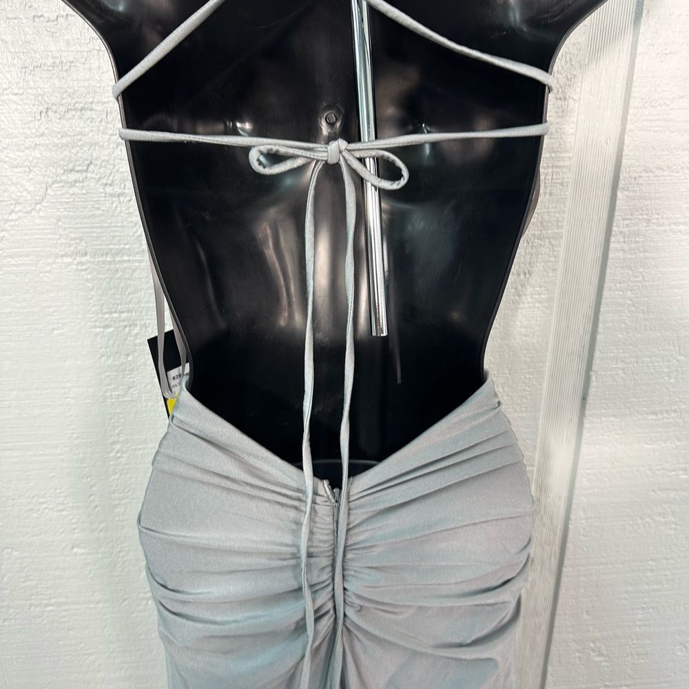 La Femme Silver Spaghetti Strap Backless Dress Size 2 NWT - Picture 11 of 11